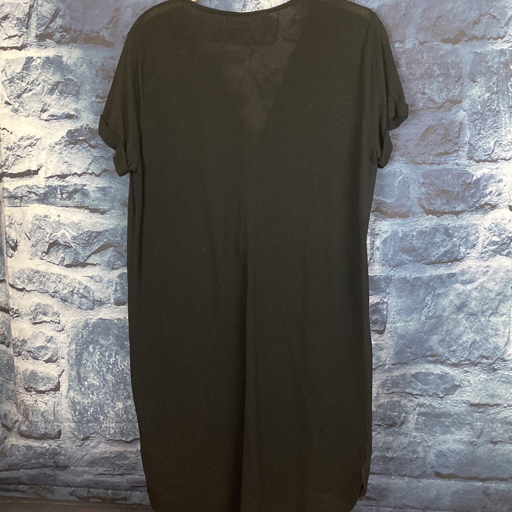 Mickey and Jenny Minimalist V Neck High Low Pullover Shirt Knit Dress - Picture 6 of 8